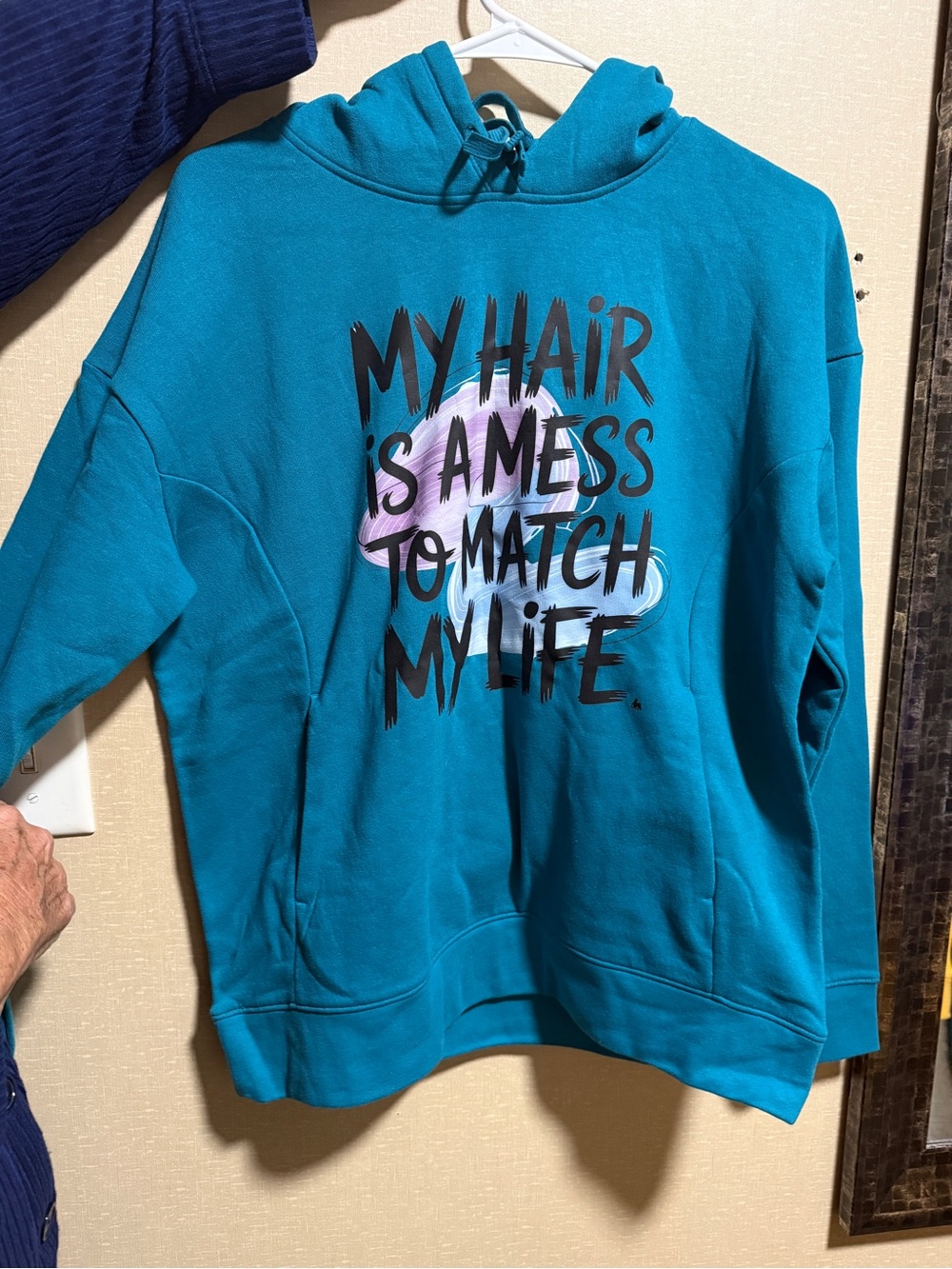 Teal Graphic Hoodie - "My Hair Is A Mess"
